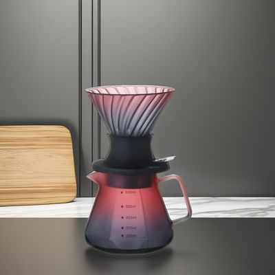 Luxury Borosilicato Vetro Manifatto Versare Set Tè Caffè Con Percolatori In Acciaio Inossidabile