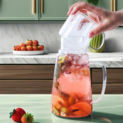 Moderno Disegno Bottine d'acqua calda/fredda Succhi di bevande Carafe Bottine di vetro Set con tazza