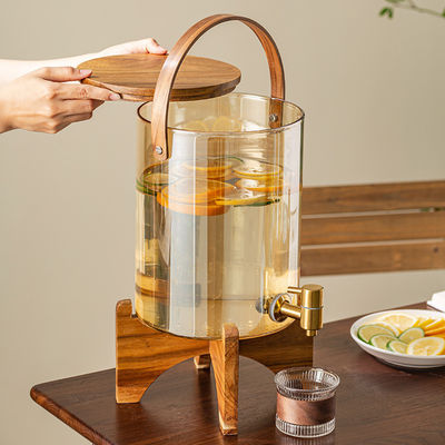 Dispenser di vetro di lusso con rubinetto a supporto in legno Ideale per le feste del tè e del caffè con succo di limone