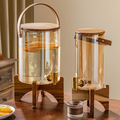 Dispenser di vetro di lusso con rubinetto a supporto in legno Ideale per le feste del tè e del caffè con succo di limone