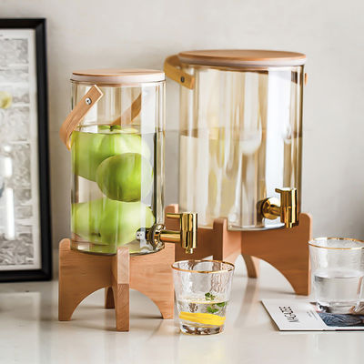 Dispenser di vetro di lusso con rubinetto a supporto in legno Ideale per le feste del tè e del caffè con succo di limone