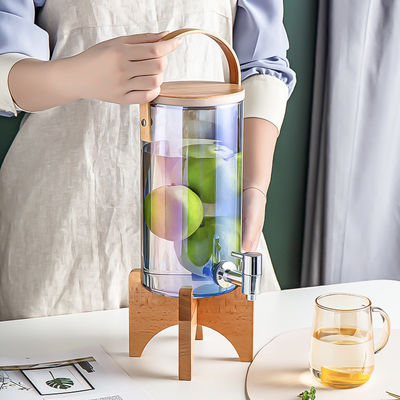 Dispenser di vetro di lusso con rubinetto a supporto in legno Ideale per le feste del tè e del caffè con succo di limone