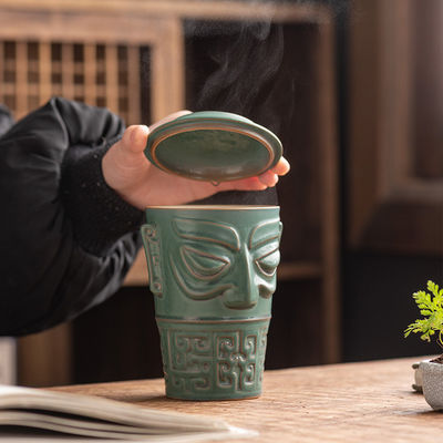 Tazza di caffè Sanxingdui Tazza di ceramica con coperchio