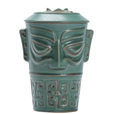 TV Shopping Must-Have Elegante Sanxingdui Cultural Ceramic Mug con Cucchiaio e vassoio
