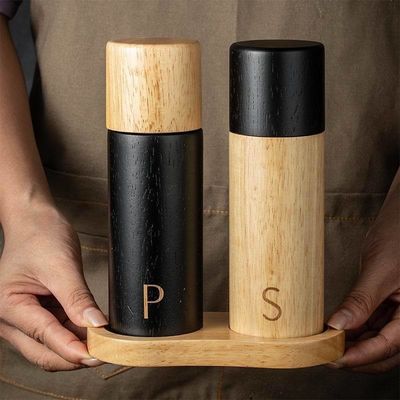 Regolabile 7 pollici ceramica Core Oak Legno Sal e pepe Mill Shakers Logo personalizzato