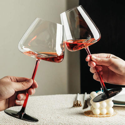 Colorati flauti di fondo concavi a strisce verticali VINO VASO con fusto NO Tipo ceramico