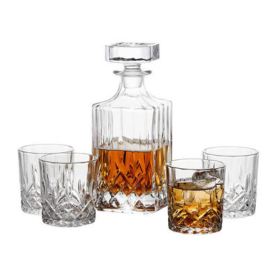 Decanter a cristallo senza piombo e bicchieri di whisky in stile rock classico con logo personalizzato