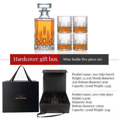 Decanter a cristallo senza piombo e bicchieri di whisky in stile rock classico con logo personalizzato