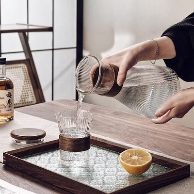 Cisterna di 6 tazze di vetro borosilicato trasparente per bevande calde fredde