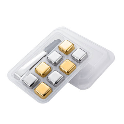 2 pacchetti di whiskey cubetti di ghiaccio in acciaio inossidabile da 27 mm pietre riutilizzabili con pinze in silicone