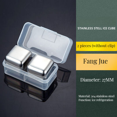 2 pacchetti di whiskey cubetti di ghiaccio in acciaio inossidabile da 27 mm pietre riutilizzabili con pinze in silicone