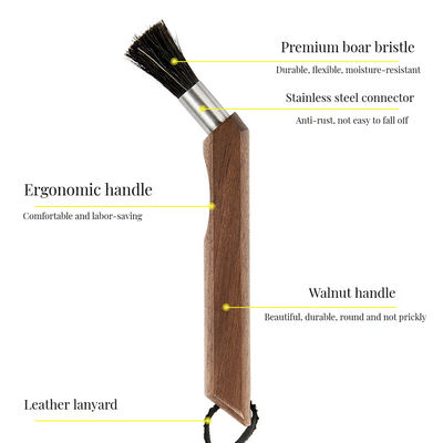 Fornitura spazzola di pulizia a manico di legno logo personalizzato capelli di cinghiale spazzola per arrampicata su roccia per altri