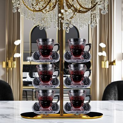 Classic Design Coffee Tea Set Tazze di vetro trasparente Tazza Set con maniglie a modello