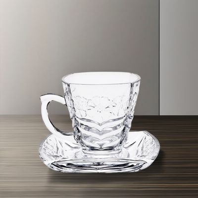 Classic Design Coffee Tea Set Tazze di vetro trasparente Tazza Set con maniglie a modello