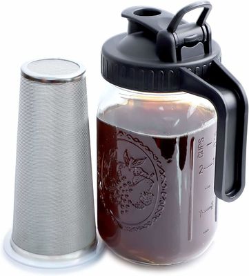 64 OZ Barattolo di vetro Mason Cold Brew Coffee Maker con filtro in acciaio inossidabile mesh e manico