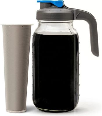 64 OZ Barattolo di vetro Mason Cold Brew Coffee Maker con filtro in acciaio inossidabile mesh e manico