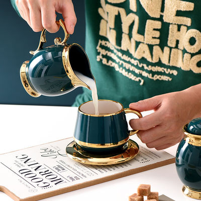 Tazze di caffè di lusso con bordo d'oro Set di tè in ceramica 101 in acciaio inossidabile