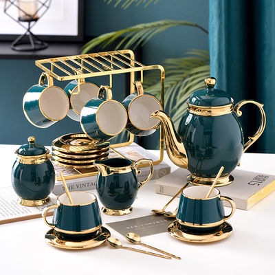 Tazze di caffè di lusso con bordo d'oro Set di tè in ceramica 101 in acciaio inossidabile
