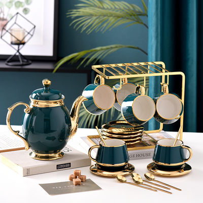 Tazze di caffè di lusso con bordo d'oro Set di tè in ceramica 101 in acciaio inossidabile
