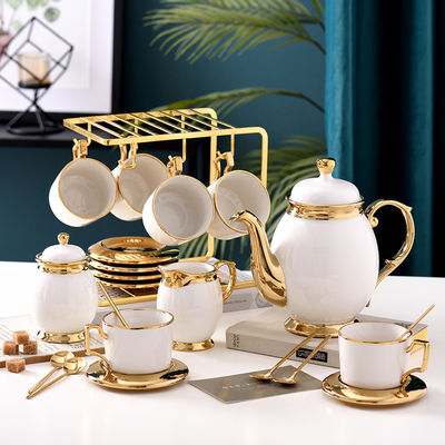 Tazze di caffè di lusso con bordo d'oro Set di tè in ceramica 101 in acciaio inossidabile
