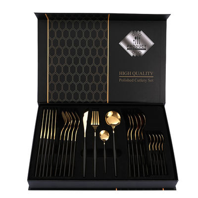 Flatware Set Cucchiaio in acciaio inossidabile Forchetta da cena Coltello oro Tagliabiancheria set