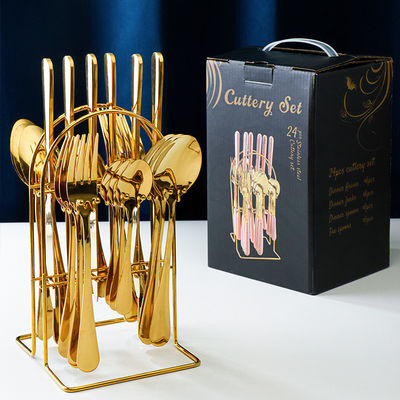 Flatware imposta posate in oro in acciaio inossidabile per feste di nozze sostenibili