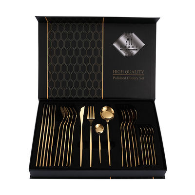 Set di posate d'oro da matrimonio 101 in acciaio inossidabile con box di souvenir