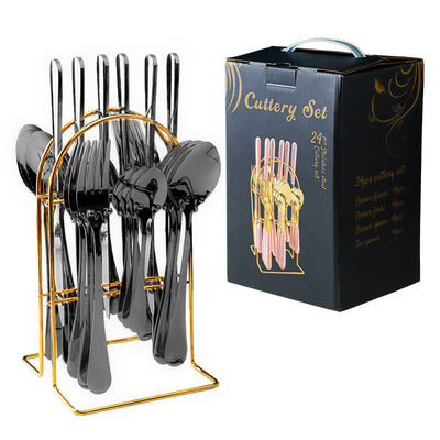 Set di posate d'oro di lusso sostenibile e elegante in acciaio inossidabile 101