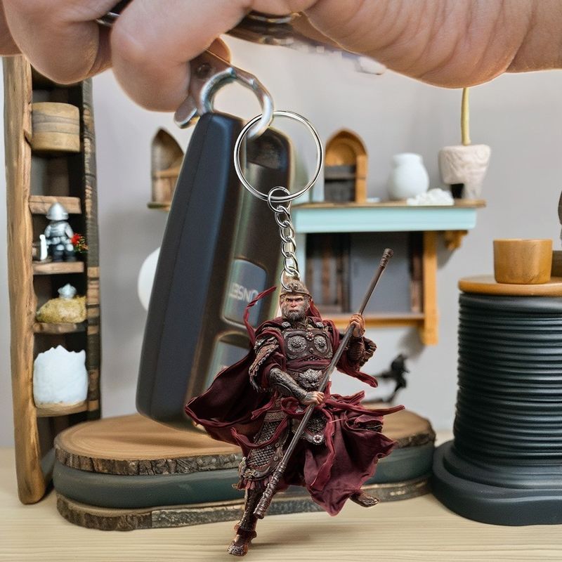 Colore nero Wukong Flat Keychain 2D Pendente acrilico per zaino chiave auto laptop Decorazione