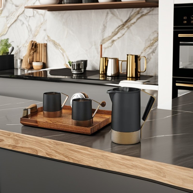 In magazzino 304 in acciaio inossidabile French Press Coffee Pot con manico in silicone 350ml 500ml 1000ml Set