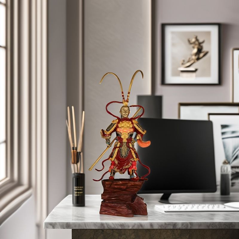 Personalizzazione Black Myth Sun Wukong 3D Resina Figura Metallo Contemporaneo Ornamento Golden Hoop