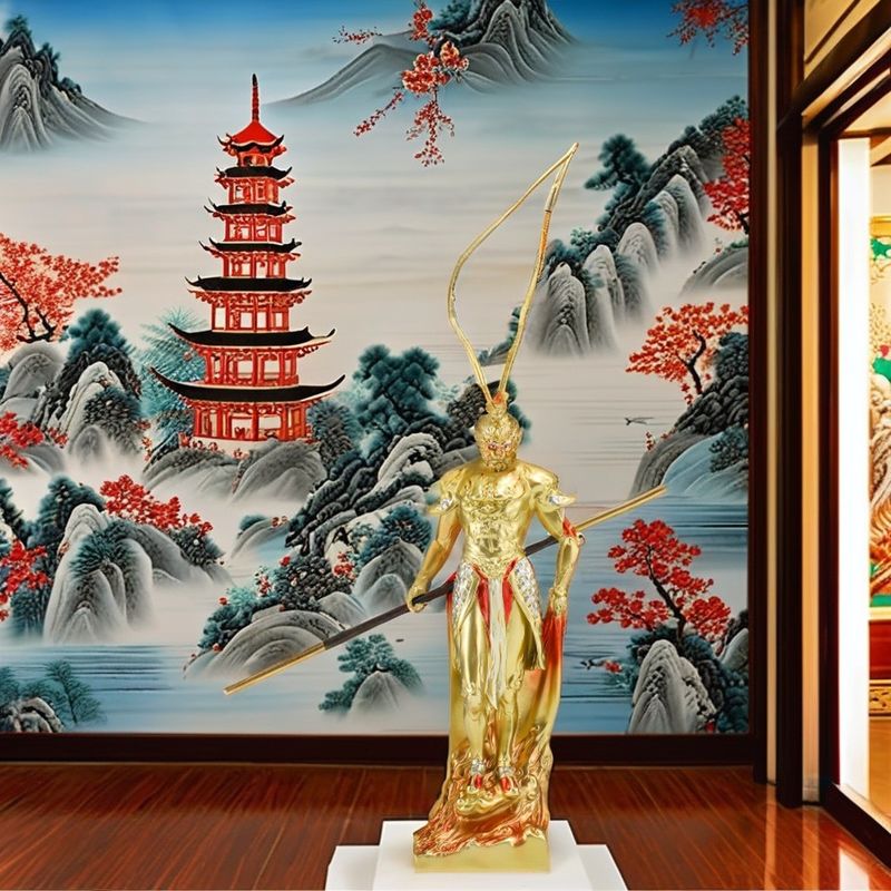 Ornamenti Viaggio verso l'Ovest 3D Resina Figura Metal OEM Monkey King Collezione di personaggi
