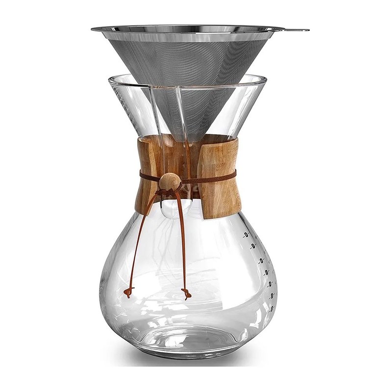 Caffettiera 600 ml vetro borosilicato trasparente a forma di chicco di caffè versare con coperchio