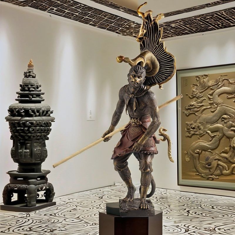 Statua di rame Wukong in lega 3D personalizzata Uno stile di design contemporaneo per la decorazione degli hotel