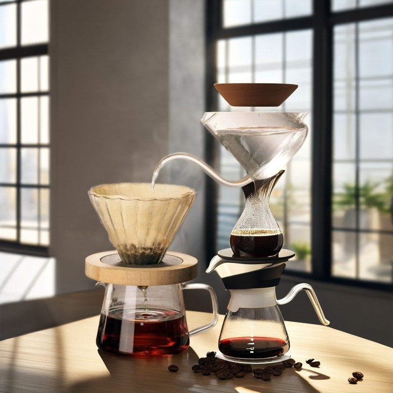 Filtro per il caffè trasparente riutilizzabile in vetro Funnel Dripper Coffee Tea Tools Quantità /
