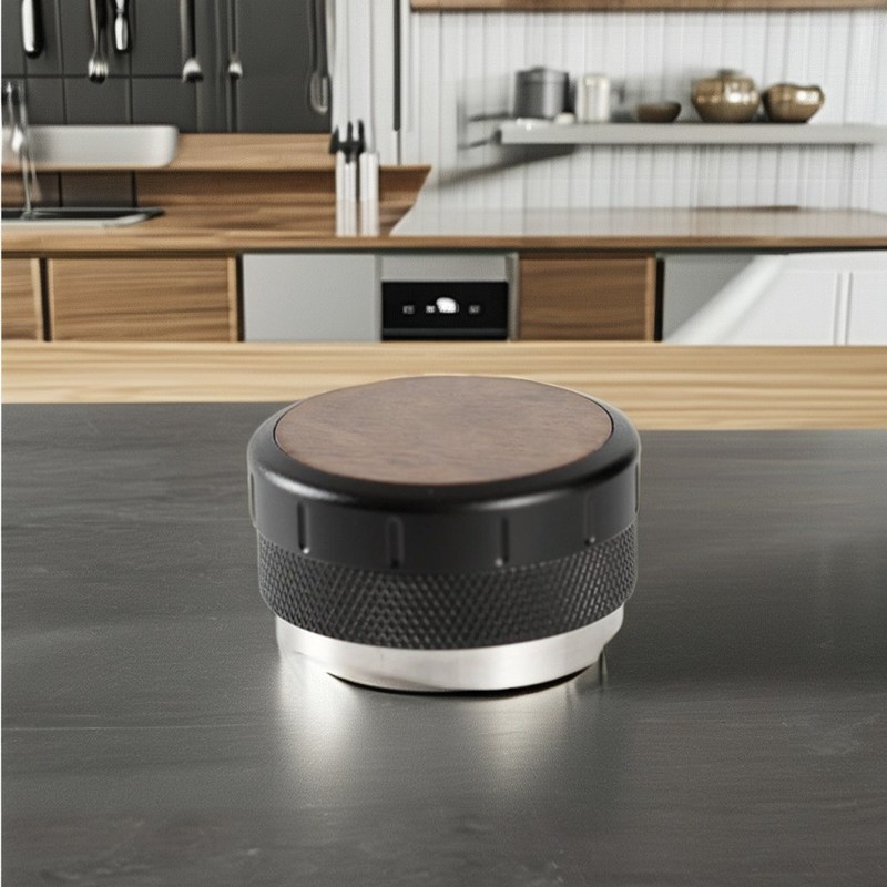 Altezza regolabile Espresso Tamper stile classico con legno di noce e base in acciaio inossidabile