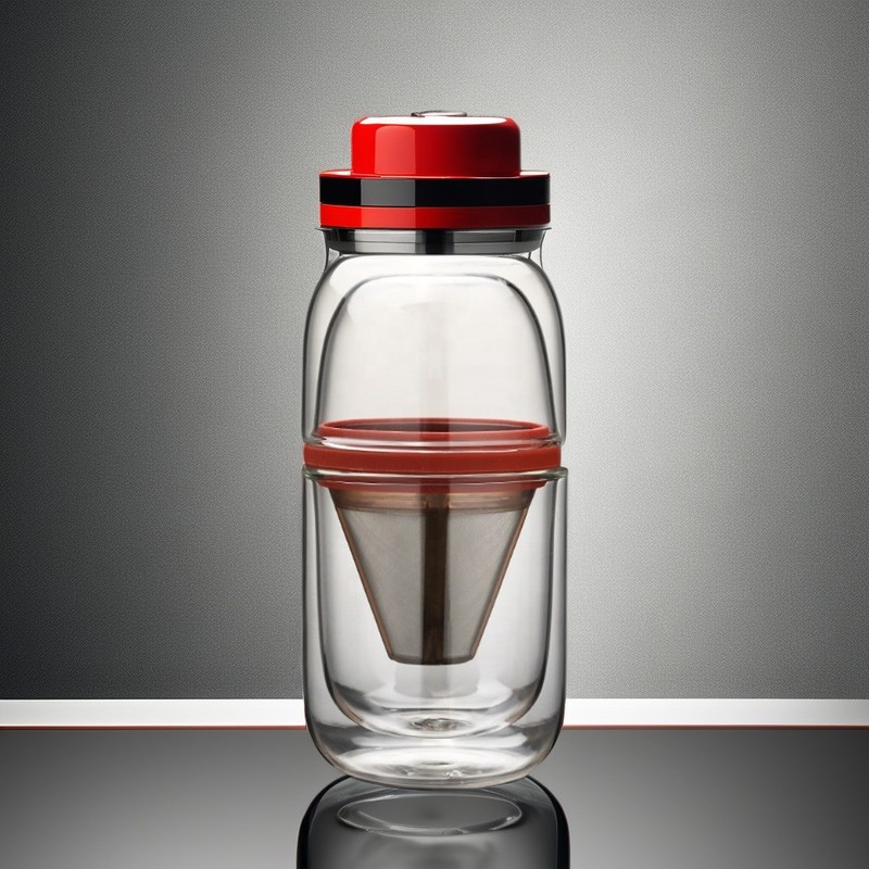 Unisex Portabile vetro trasparente caffettiera e set di tè
