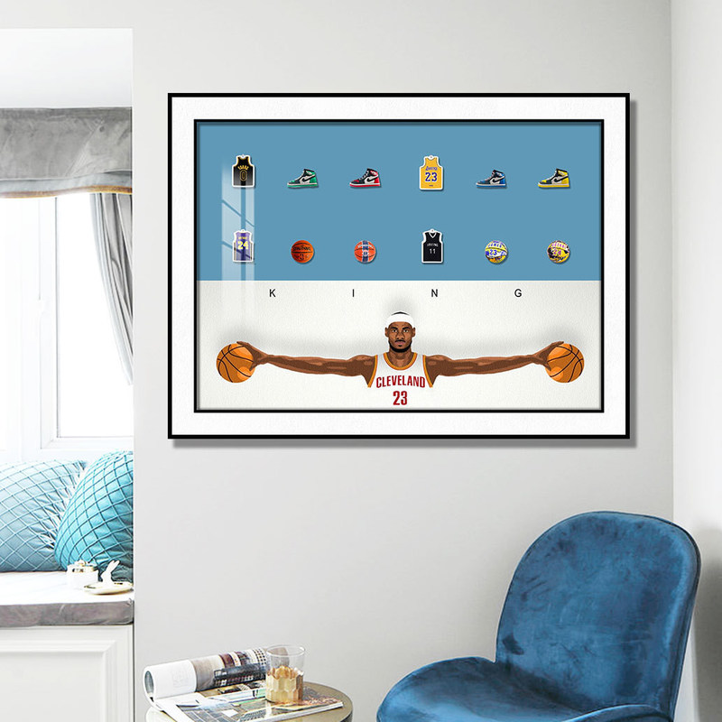 Decorazione del portico formato rettangolo elettrico Giordania LeBron James Basketball Star Wall Art