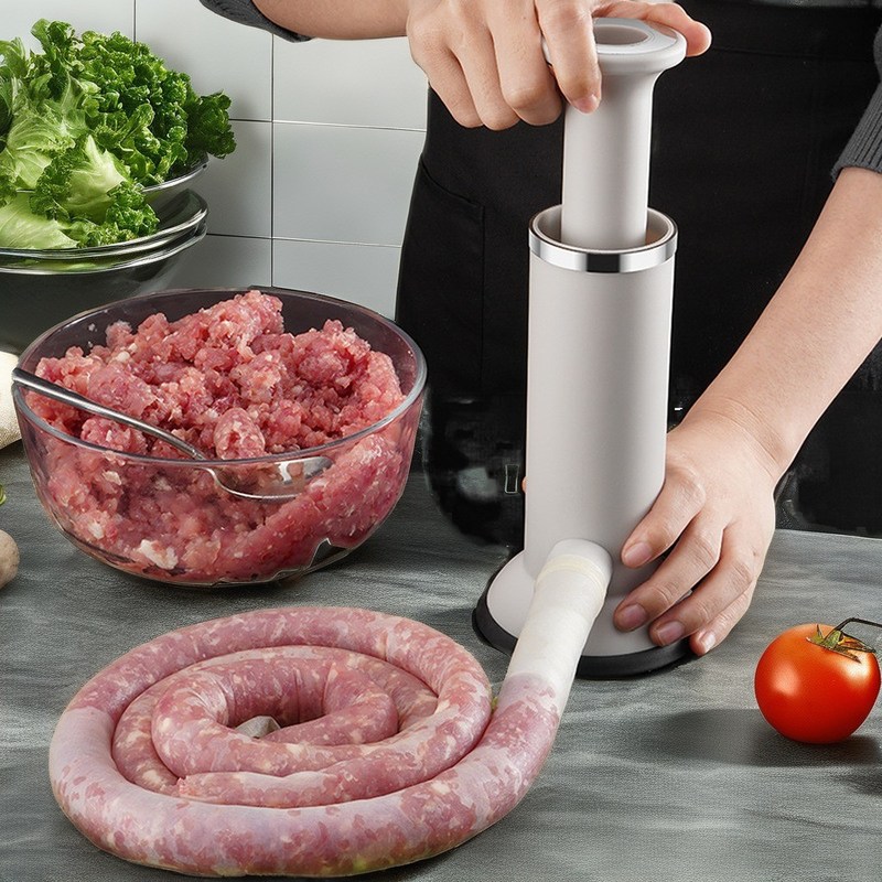 Produttore di salsicce manuale in magazzino Produttore di polpette di plastica Stuff di salsicce Preparazione dello scivolo di gamberetti