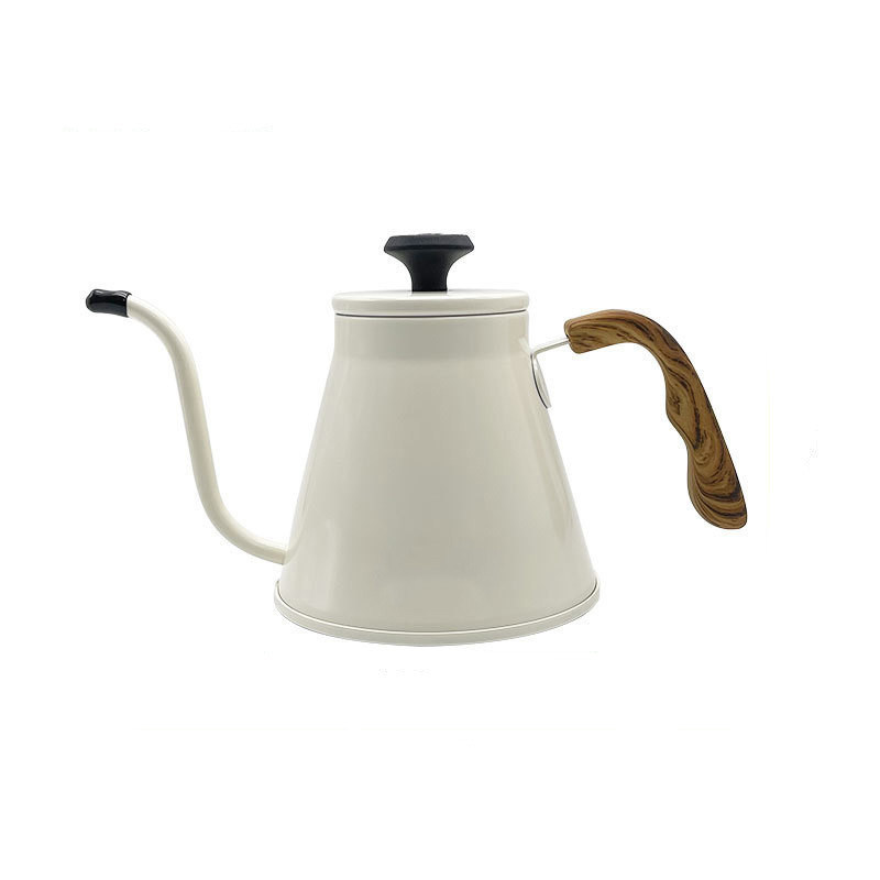 Birraio a mano in acciaio inossidabile versare sopra la teiera del caffè con corpo in metallo di design colletto di gallina 1 set