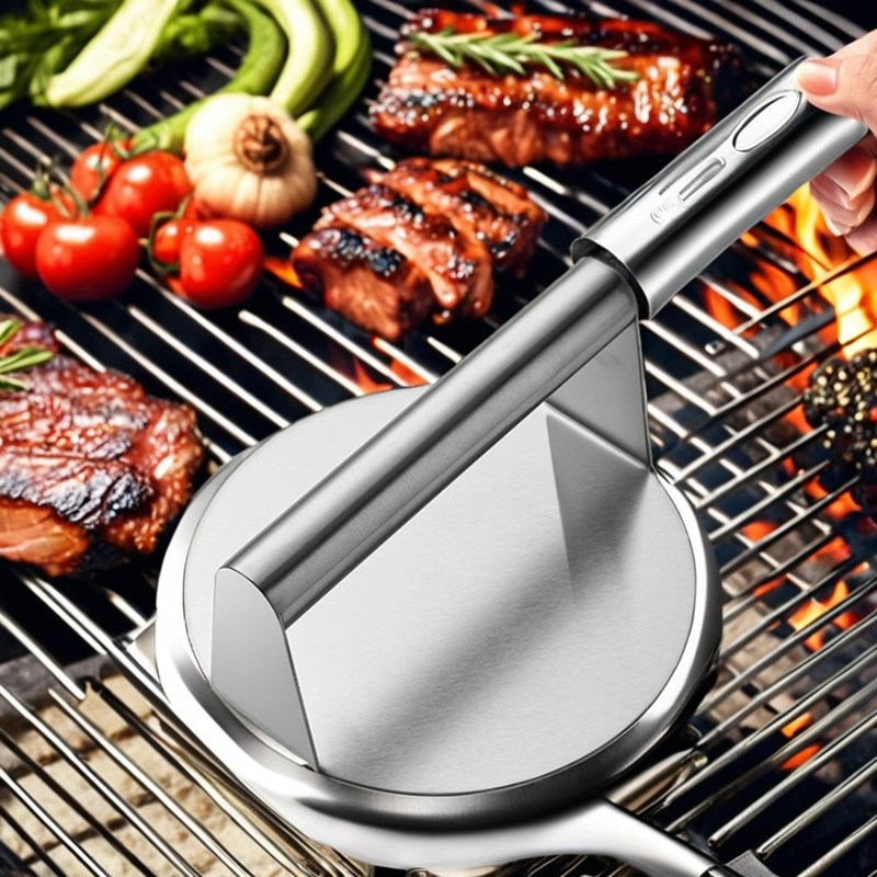 Stainless Steel Square BBQ Smasher Strumento per grigliare superfici non aderenti essenziale