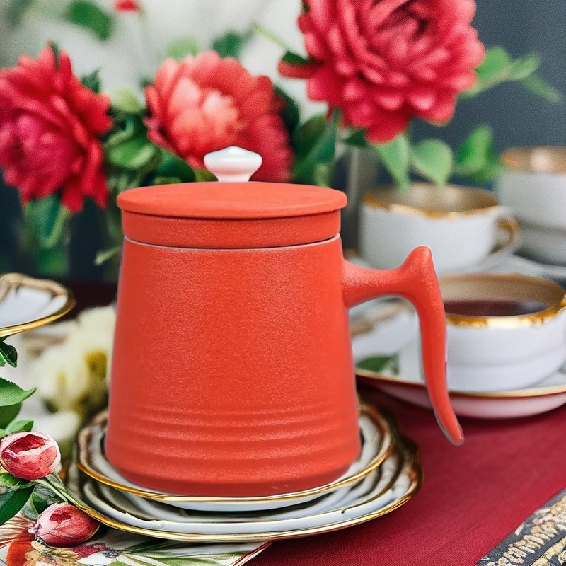 Foto Doni d'affari Luxury 900cc Ceramic Tea Pot Set con tazze e piatti da caffè