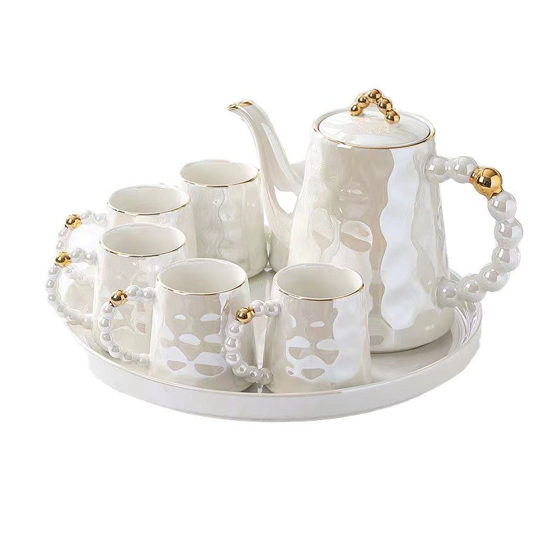 1300ml Volume Pink Pearl Shell Ceramica Tazza di Caffè e Piatto Set con Design Moderno Chic