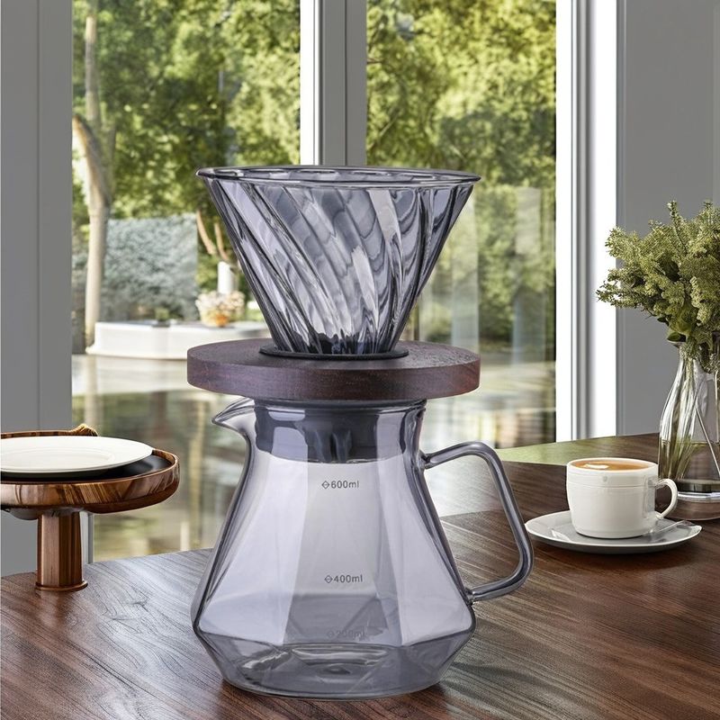 Espresso di vetro ad alto borosilicato versare sul server Tazza di filtro resistente al calore Urna da tè per caffè