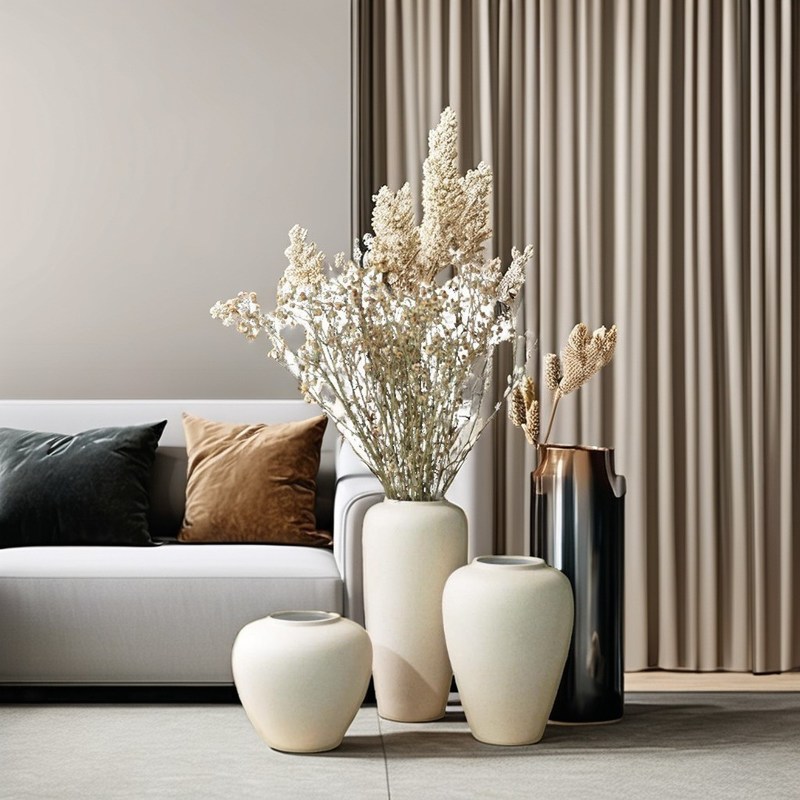 Aggiornate il vostro soggiorno con un vaso grande rivestito per l'arredamento domestico moderno e le composizioni floreali