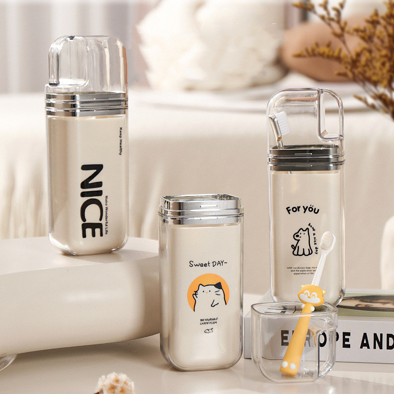 Disposable Cartoon Cute 3 in 1 Portable Dental Jar Set Ideale per il bagno di casa Hotel