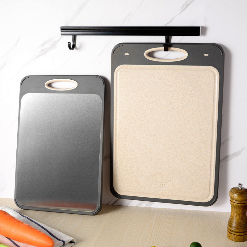 Tavola da taglio in acciaio inossidabile 304 Eco Bambù per cucina Cornice di plastica resistente allo scivolamento