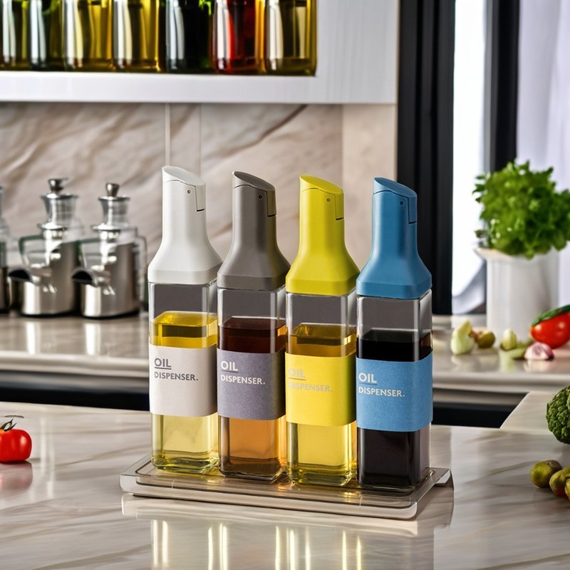 Bottiglia di aceto a prova di perdite e dispenser di salsa di soia per la moderna bottiglia di olio in vetro da cucina