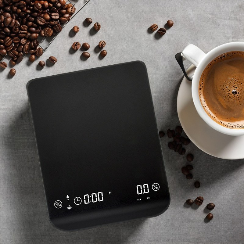 Scale digitale di peso del caffè in acciaio inossidabile 2024 rotonda con timer e luce indicatore
