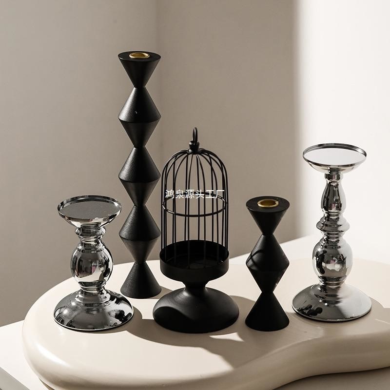 Home Decorative American Iron Table Candlestick per il metallo Aromaterapia Candle Holder